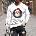thumbnail image 2 of KeShDi Mens Long Sleeve Tee Shirts Man Fashion Fallow Christmas Printing Round Neck Long Sleeve Blouse White 2X, 2 of 5