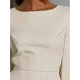 thumbnail image 2 of Zukuco Women's Elegant Pearl-Embellished Cocktail Dress - Split Sleeve Crew Neck Bodycon Midi Dress, Back Zipper Party & Evening Dress, S, 2 of 7