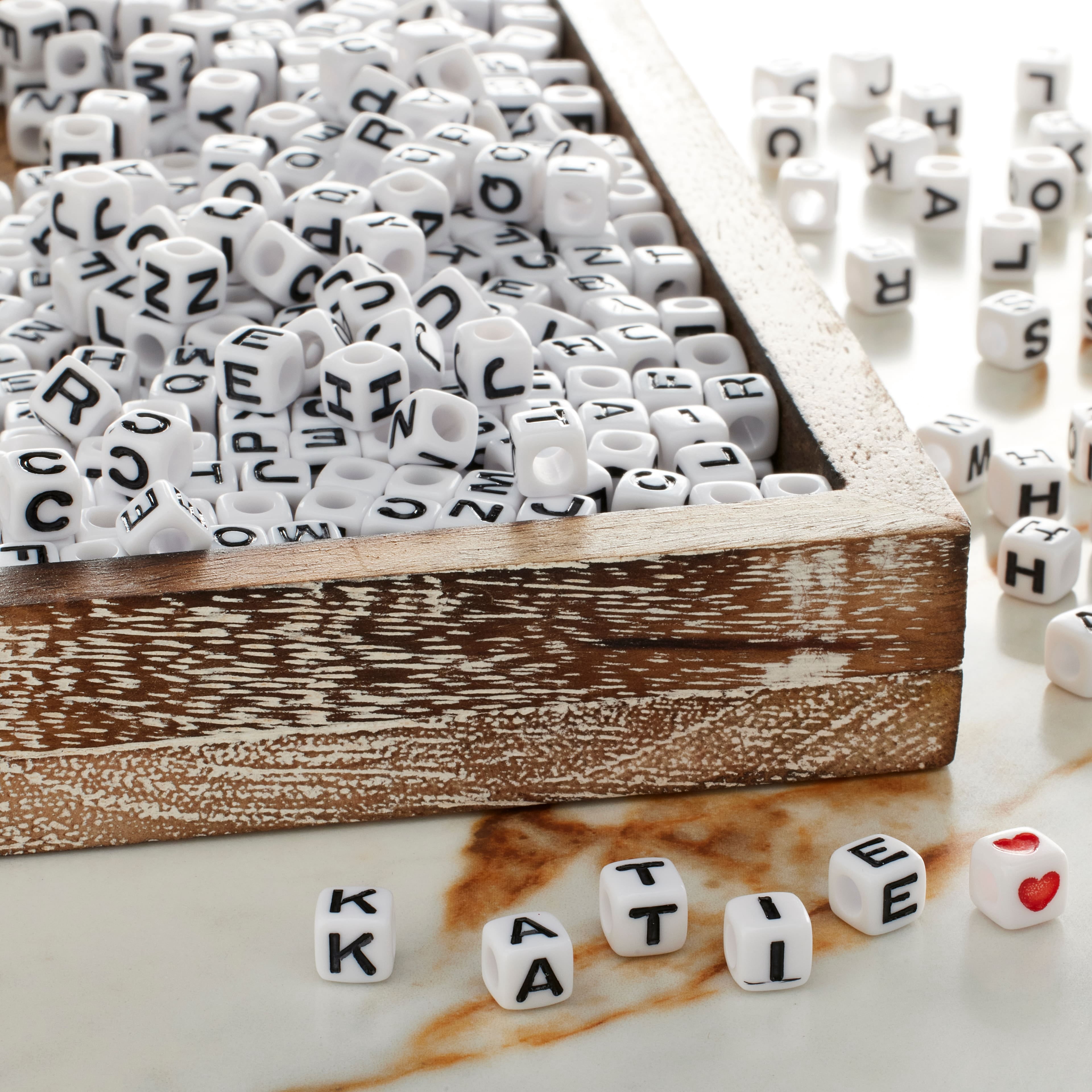 Bead Landing White Alphabet Cube Crafting Beads, 6.7mm, 12 Packs: 570 ct. (6,840 total)