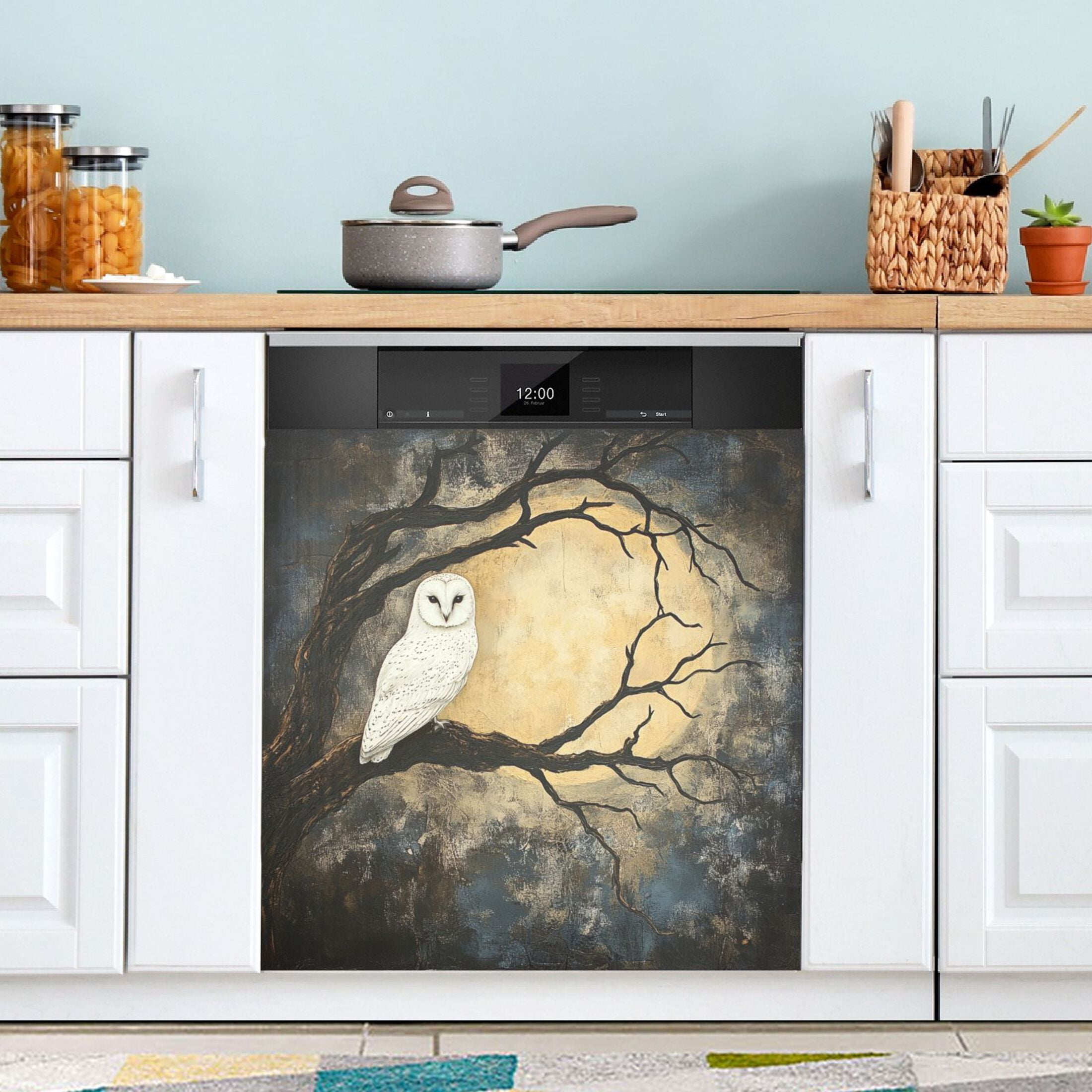 Dishwasher Magnetic Sticker 23x26 Inch Refrigerator Magnetic Sticker Washing Machine Magnetic Sticker Kitchen Panel Magnetic Sticker Home Decor Cool Owl Of The Night