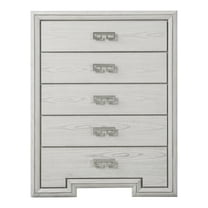 Furniture of America Elres Adult Modern 5-Drawer Solid Wood Vertical Dresser, Rustic White