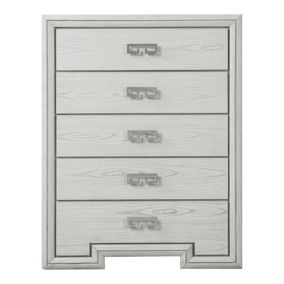 Furniture of America Elres Adult Modern 5-Drawer Solid Wood Vertical Dresser, Rustic White