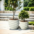 thumbnail image 2 of LuxenHome Set of 2 White Waves Design MgO Planters, 2 of 10