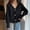 001 Black, variant on Womens Solid Color Open Front Knit Cardigan Lightweight Simple Long Sleeve V-Neck Button Down Cardigan
