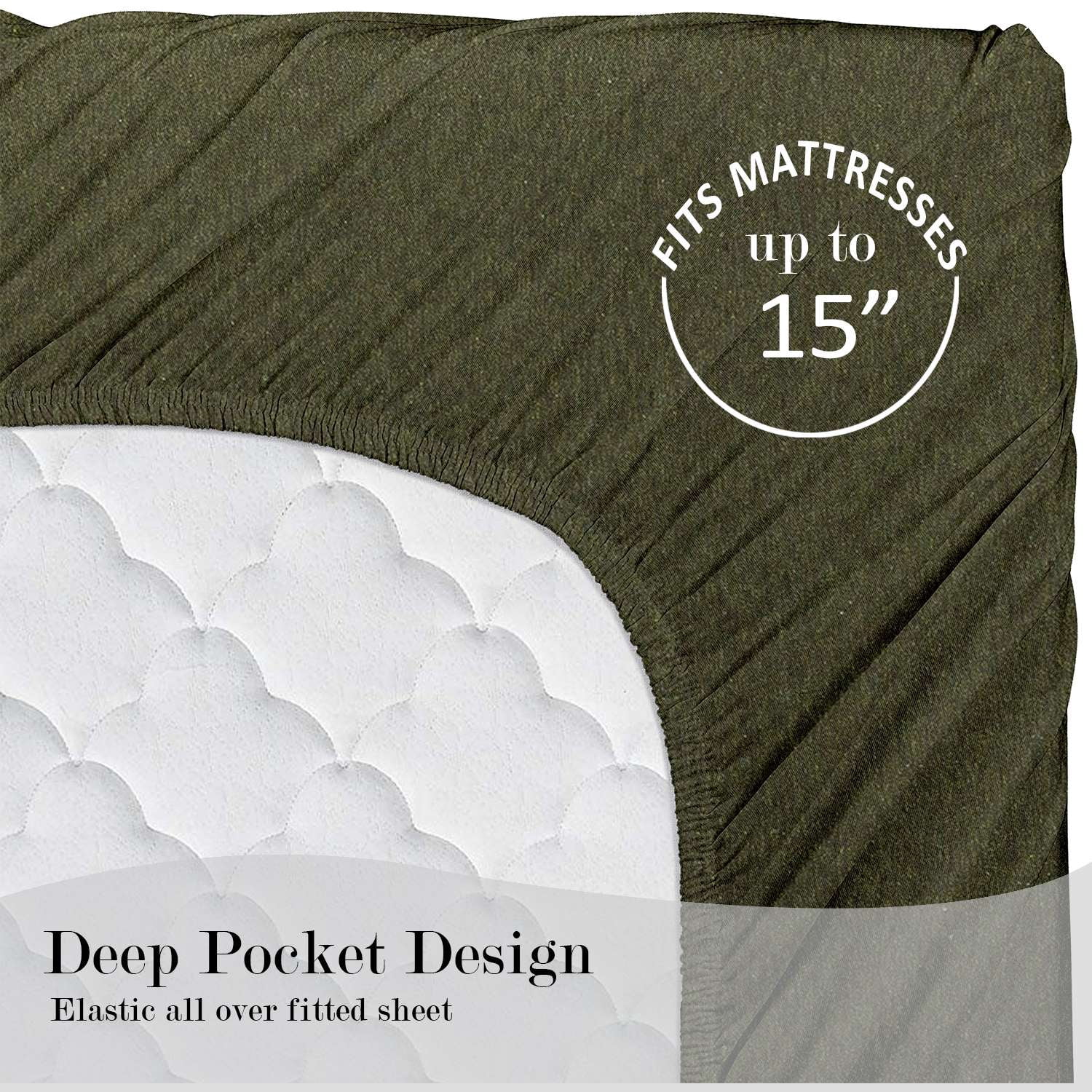Mainstays Cotton Rich Extra Soft Jersey Bed Sheet Set, Full, Sea Turtle Green, 4 Pieces