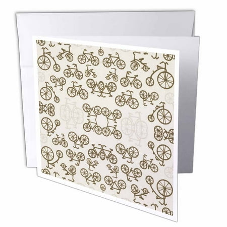 3dRose Vintage Bicycles In Soft Brown, Greeting Cards, 6 x 6 inches, set of 6