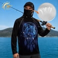 thumbnail image 3 of SEANATIVE Fishing Hoodie for Men, Sun Protective Running Shirt Mesh Face Mask Long Sleeve Top Hiking Rash Guard for Beach Fishing Outdoor Sports, L, Wolf Dream Catcher Print Black, 3 of 7