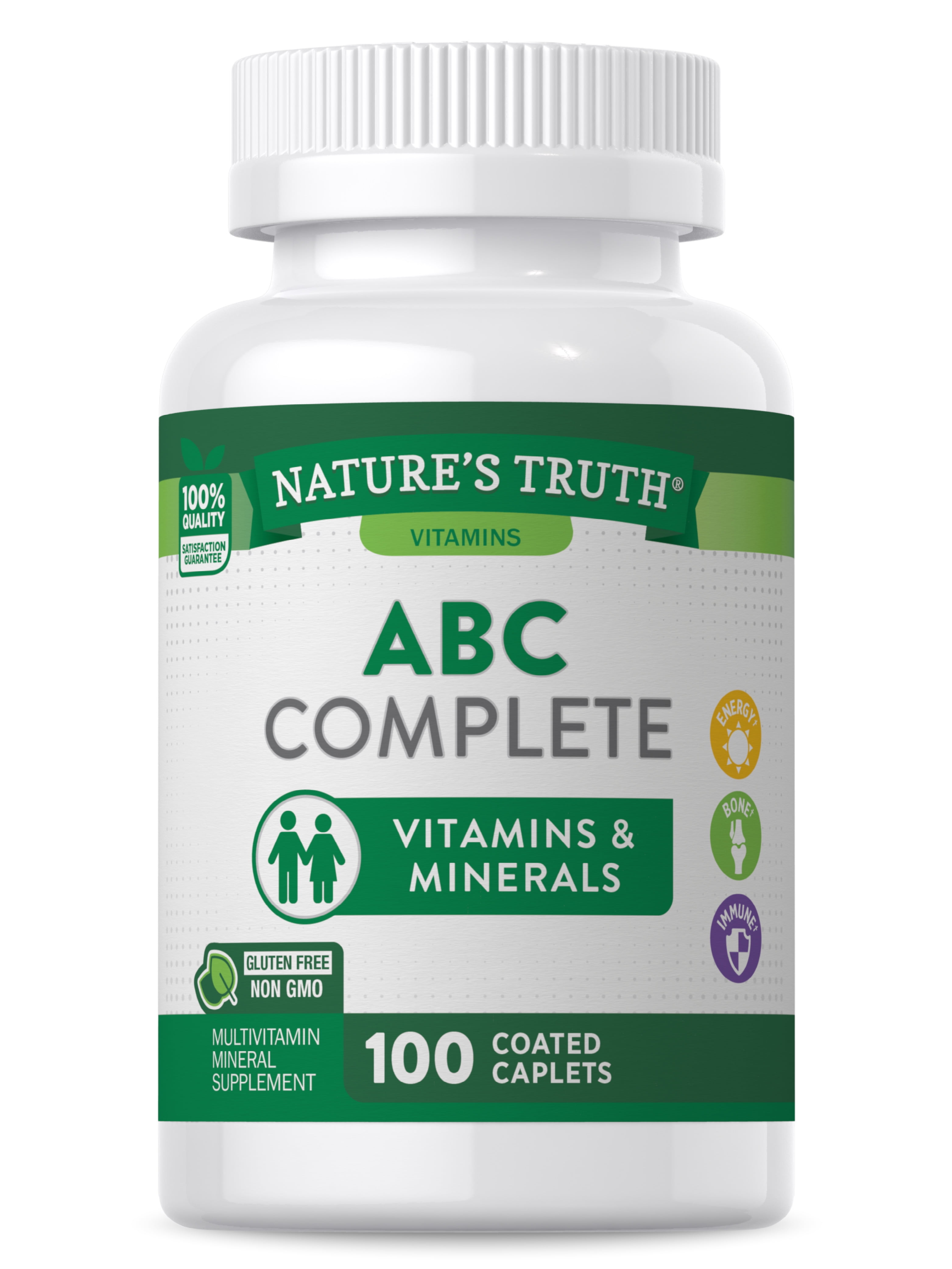Adult ABC Complete Multivitamin For Men and Women 100 Caplets NonGMO & Gluten Free By