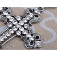 thumbnail image 4 of Alilang Beautiful Intricate Silvery Tone Clear Crystal Rhinestone Cross Pendant Necklace, 4 of 5