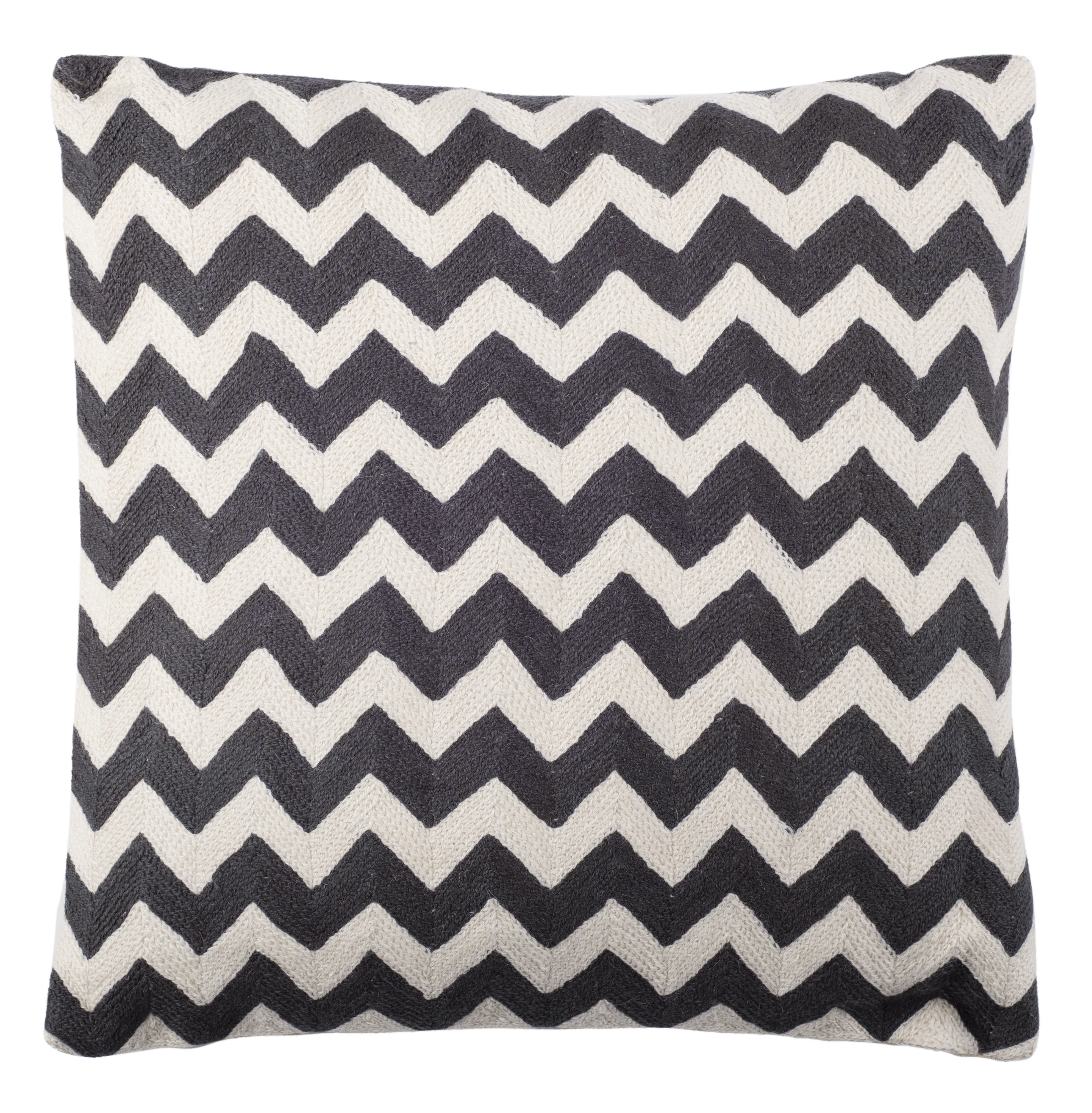 Safavieh Tealea 18" x 18" Contemporary Charcoal Zig-Zag Striped Decorative Pillow