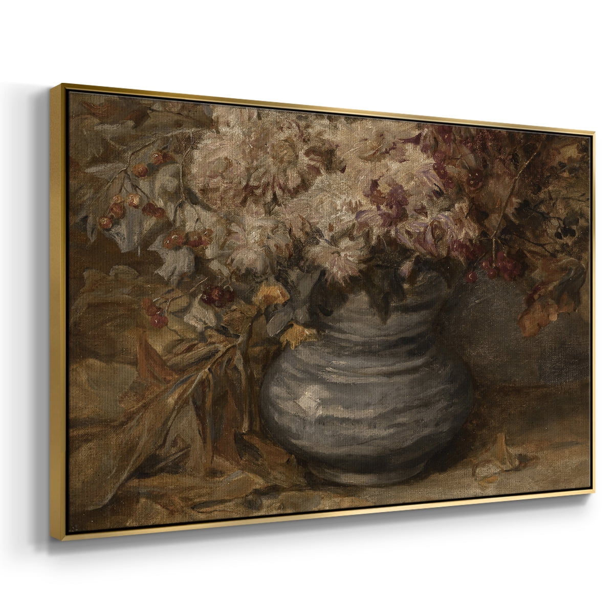 Vintage Botanical Print-LXV By Wexford Home Framed in Gold Wood Gallery Wrapped Canvas 25 in. x 37 in.
