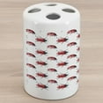thumbnail image 1 of Watercolor Ceramic Toothbrush Holder, Lady Bug Pattern Animal Design Insect Ornamental Spring Image, Decorative Versatile Countertop for Bathroom, 4.5" X 2.7", Vermilion Black White, 1 of 4