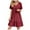 Wine, variant on Karight Summer Dresses for Women 2025 Vacation Short Sleeve v Neck Mini T Shirt Dress Pleated Ruffle Flowy Beach Sundresses