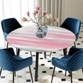 thumbnail image 5 of Elastic Fitted Round Tablecloth, Pink Gray White Waterproof Stretch Table Cover for 45"-54" Tables, Contemporary Simple Abstract Mottled Washable Outdoor Tablecloths for Patio, Picnic, Camping, 5 of 9