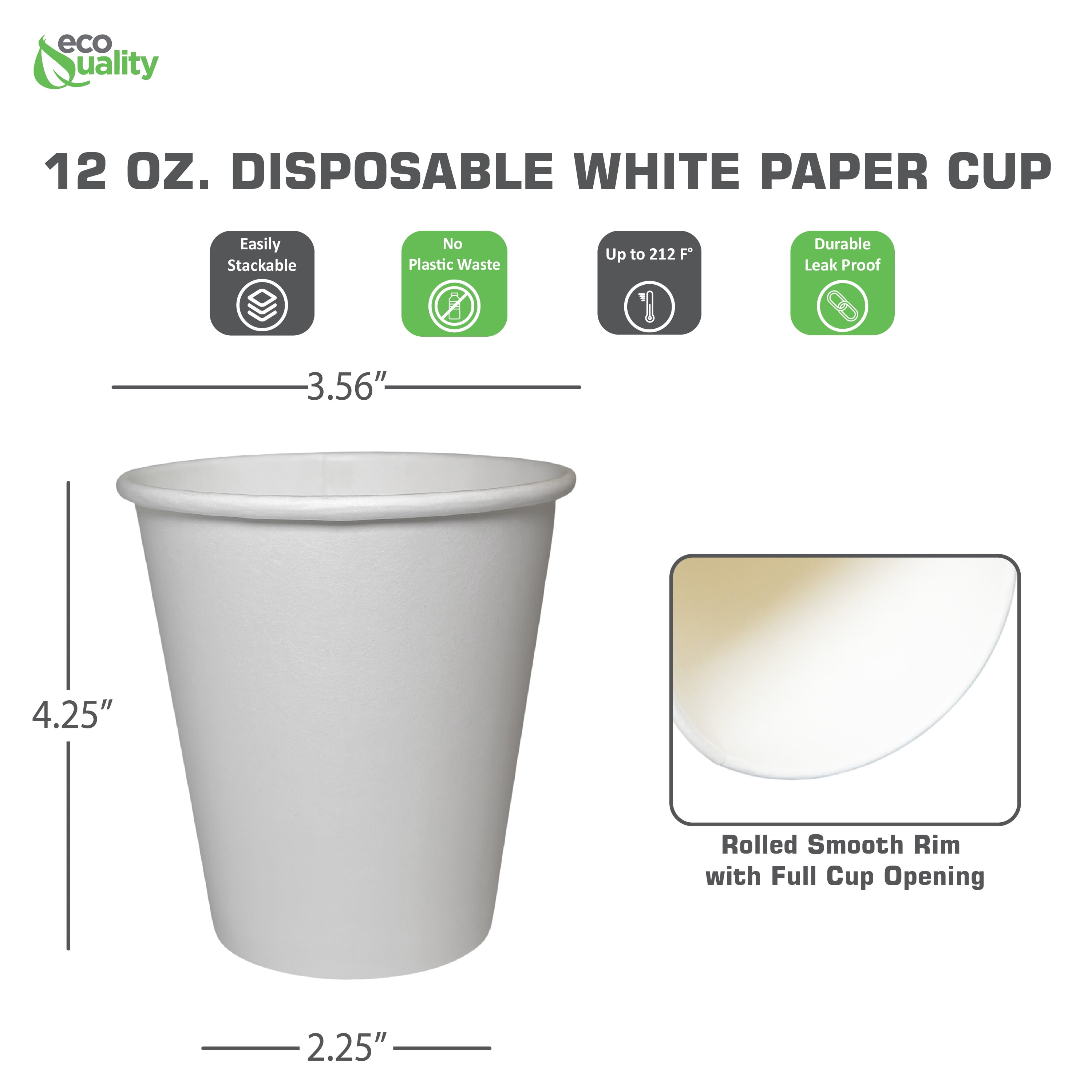 Tebery 300 Pack White Paper Coffee Cups 6oz Disposable Paper Cup for Water,  Juice, Coffee or Tea