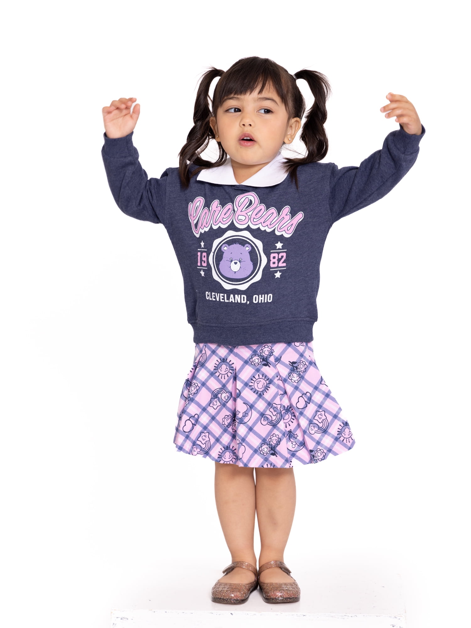 Care Bears Toddler Girls Varsity Sweatshirt and Pleated Skirt Set, 2-Piece, Sizes