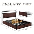 thumbnail image 2 of Bolvdo Full Size Bed Frame with 2-Tier Bookcase Headboard Platform Bed with Charging Station & LED, 4 Storage Drawers, Metal Support, No Box Spring Needed, Noise Free, Brown, 2 of 7