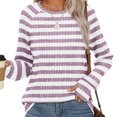 thumbnail image 5 of Frostluinai Striped Long Sleeve Shirts Women Crew Neck Ribbed Knit Pullover Color Block Raglan Tunic Tops Casual Curved Hem Sweaters Fall Blouses, 5 of 6
