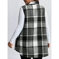 thumbnail image 2 of Cuteduck Womens Plus Size Sleeveless Plaid Vest Wool Blazer Jackets Cardigan Outerwear Fall Winter Tops 1X-4X, 2 of 6