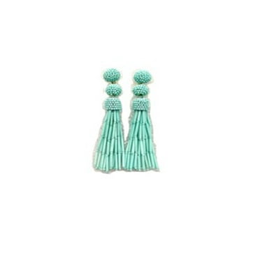 Time and Tru Light Blue Seed Bead Tassel Earrings, 1 Pair