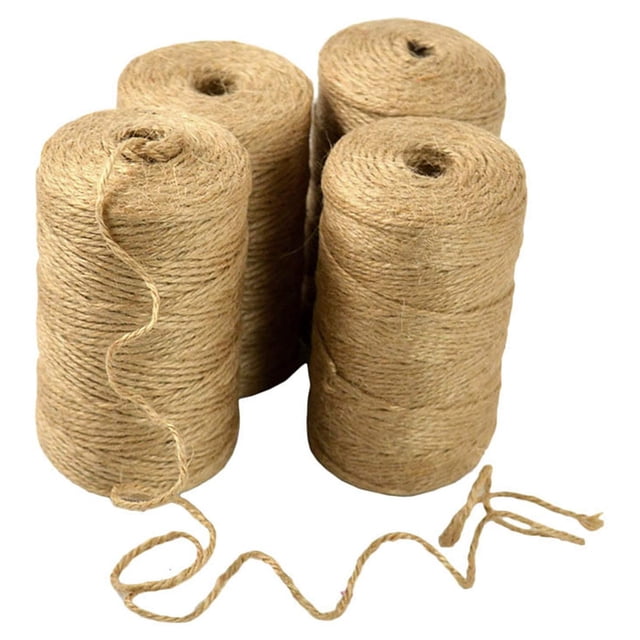 Hilo de yute natural de 4 piezas de 100 m, hilo de decoración de hilo artesanal de 2 mm es muy adecuado para manualidades de decoración del hogar Cuerda de cáñamo fina tejida a mano Adepaton 2034040