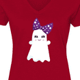 thumbnail image 4 of Inktastic Little Ghost, Cute Ghost, Ribbon, Halloween Women's V-Neck T-Shirt, 4 of 5