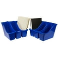 thumbnail image 3 of Storex Interlocking Small Book Bin, Plastic Desktop Storage for Letter Paper, Blue, 6-Pack, 3 of 10