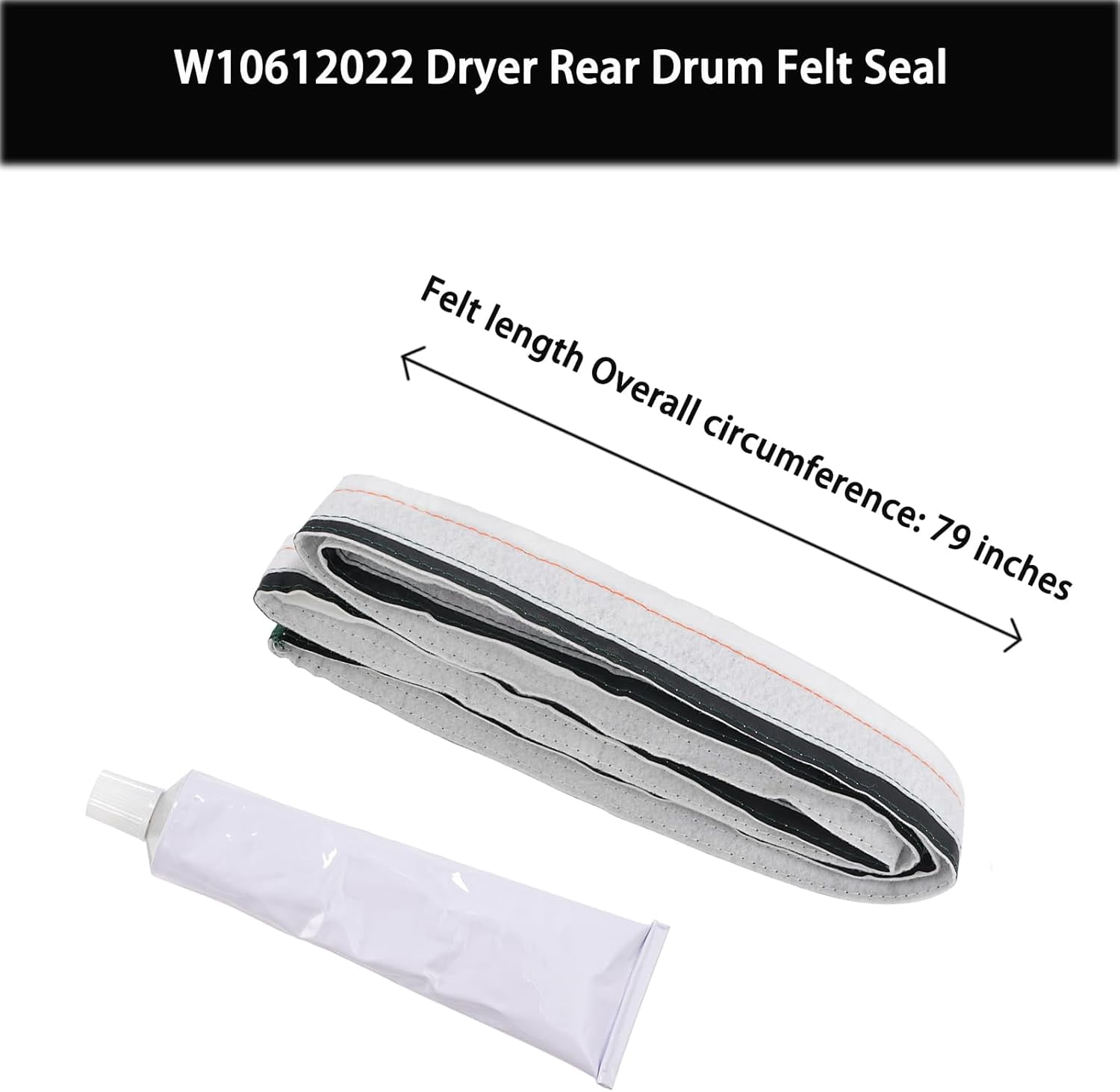 Dryer Drum Felt Seal Replacement for Amana NED4655EW1,NGD4655EW2,Whirlpool WED5000DW2,WGD5000DW3,LEQ9508PW1,LER6620PQ1,Maytag MEDX655DW1,MEDC215EW1,MEDC200XW3,MGDC215EW1,MGDX655DW2.
