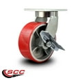 thumbnail image 2 of 8 Inch Extra Heavy Duty Red Poly on Cast Iron Wheel Swivel Caster with Brake, 2 of 2