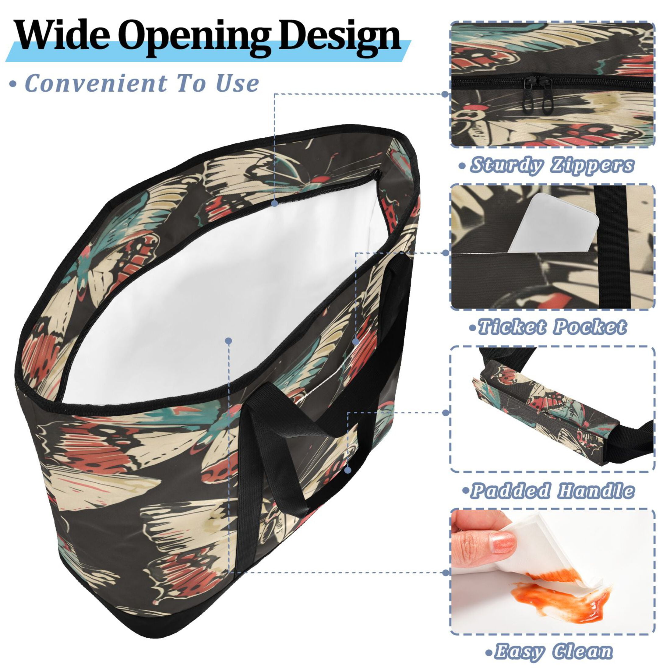 Large Hand-held Ice Pack Picnic Bag Insulation and Refrigeration Suitable for Shopping Picnics and Camping Giant Butterfly