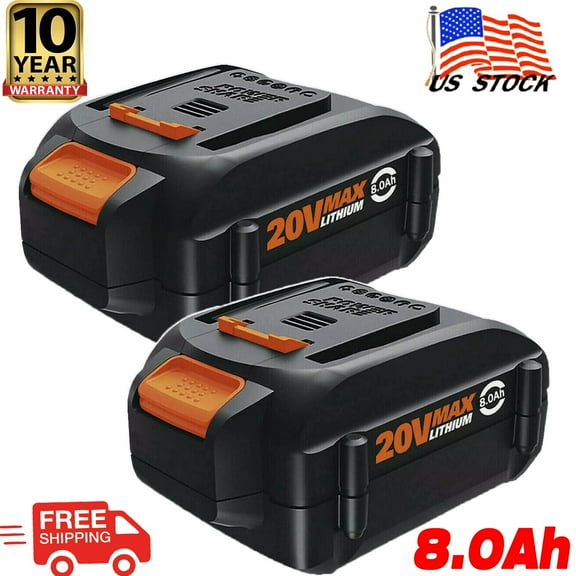 2PACK 8.0AH For WORX 20V MAX Lithium Battery 20 Volt WA3520 WA3525 WA3575 WG155