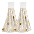 thumbnail image 2 of Bee Pink Hand Towels 2 Pack Quick Dry Velvet Soft with Velcro Kitchen Bath 14x18in, 2 of 7