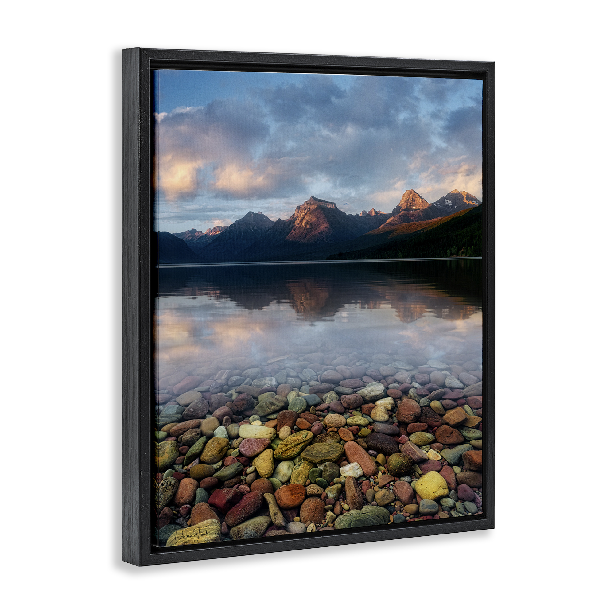 Stupell Industries Clear Water Pebbles Landscape Photography Black Floater Framed Art Print Wall Art, 25 x 31