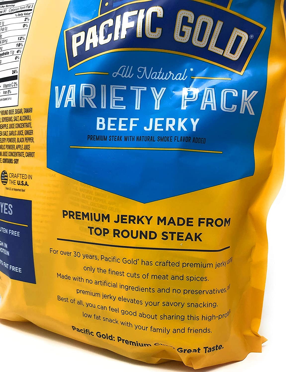 Pacific Gold Beef Jerky Original & Teriyaki, 12 Count Per Bag (2 Bags (24 Count))