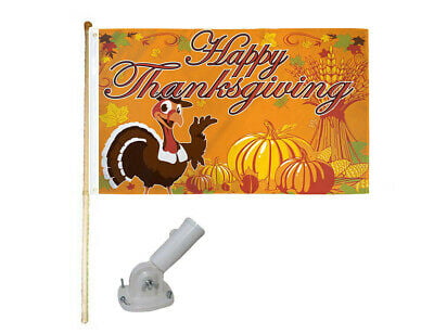 Happy Thanksgiving Flag 3x5 ft Turkey Pumpkin Happy Thanksgiving Turkey Bowl 