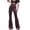 Brown, variant on Women's Retro Casual High Waist Wide Leg Flare Pants Solid Color Velvet Lounge Palazzo Trousers, Hot Pink S