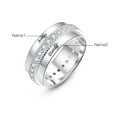 thumbnail image 4 of JQUEEN Women's Personalized 925 Silver Rings for Women Engraved Names with Channel Set Round Cut Two Laps of Simulated Diamond Design Size 5-12, 4 of 5