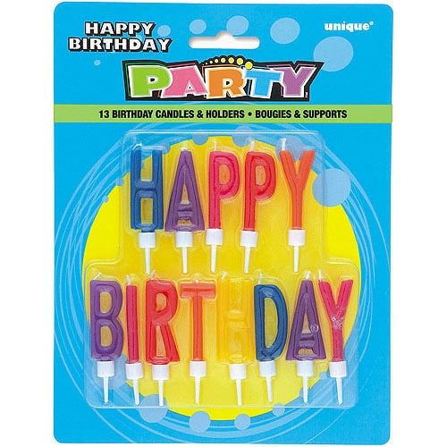 Lettered Birthday Candles and Holders, 13pk
