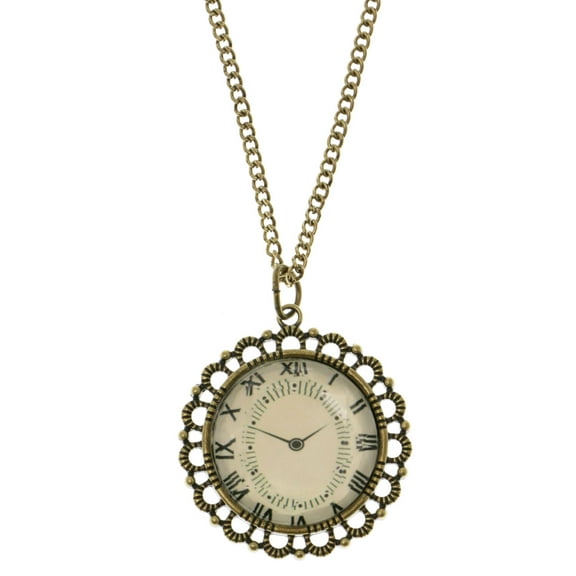 Mi Amore Gold-Tone Fashion-Necklace For Women With A Clock Design Charm AERON14
