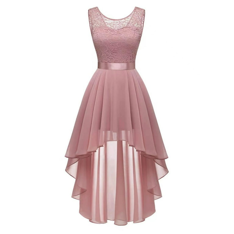 XIAOCHA Womens Lace Bodice High Low Midi Dress Sleeveless Crew Neck Flowy  Elegant Dresses - Walmart.com