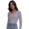 thumbnail image 5 of Casual Women's Long Sleeve Shirts Knit Fitted Stretch Scoopneck Basic Solid Tunic Tops, 5 of 6