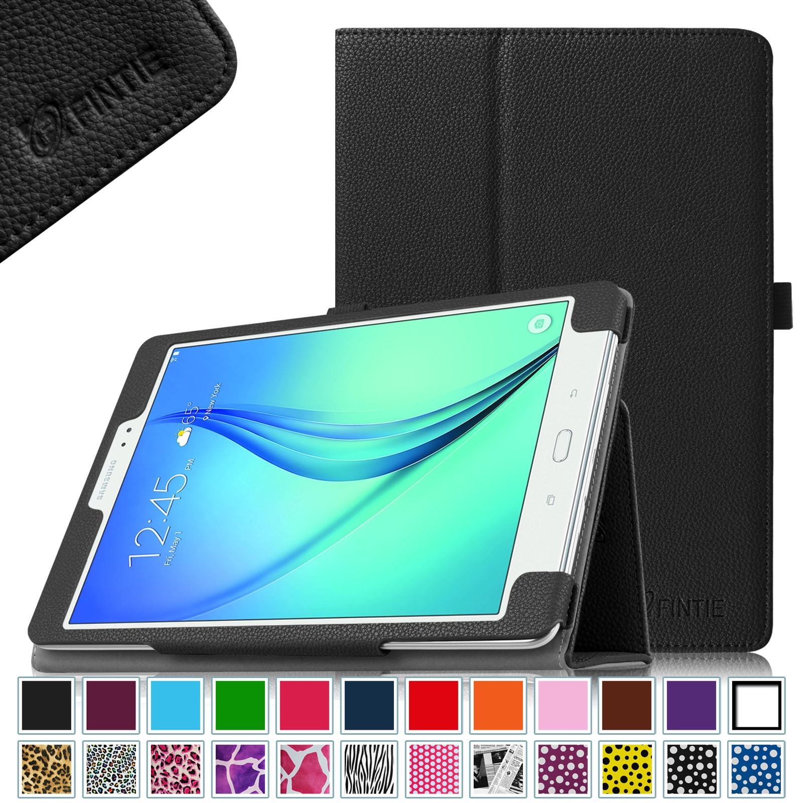 Slim Fit PU Cuir Coque Case Cover ave Fonction Sommeil/Réveil Automatique pour Samsung Galaxy Tab A Tablette 9,7 SM-T550 Noir Fintie Samsung Galaxy Tab A 9.7 Étui Housse T555