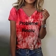 thumbnail image 4 of 2025 T-Shirt à Manches Courtes Imprimé pour Femmes Col en V Manches Longues, 4 of 7