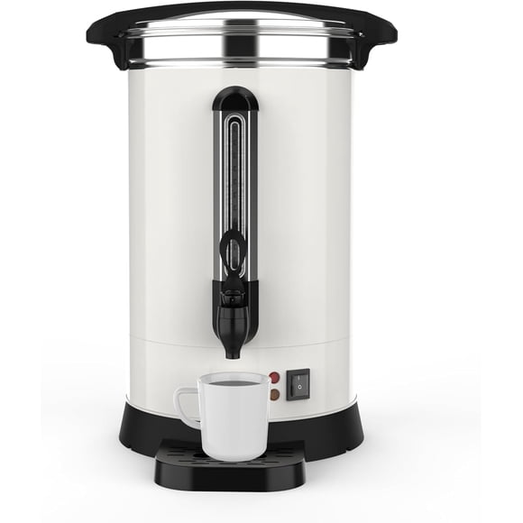 Ourlova Commercial Coffee Urn - 14L Double Wall Stainless Steel Large Coffee Urns with Drip Tray for Catering/Church/Office - Quick Brew Electric Beverage Dispenser Hot Water Urn