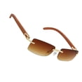 thumbnail image 5 of grinderPUNCH Slim Rimless Rectangular Metal & Wood Aviator Sunglasses - Gold Power Tan, 5 of 5