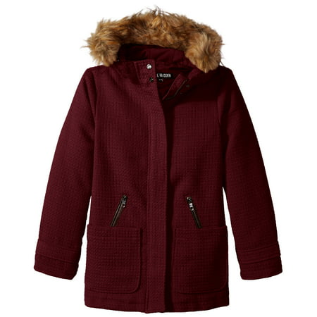 Steve Madden Little Girls Wool Look Basket Weave Hooded Winter Jacket (Best Looking Winter Jackets)