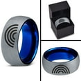 thumbnail image 4 of Tungsten Sky Spectrum Rainbow Band Ring 8mm Men Women Comfort Fit Blue Dome Brushed Gray Polished, 4 of 4