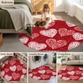thumbnail image 6 of Valentine's Day Washable Round Area Rug 3.3 ft, Abstract Romantic Red White Floral Love Heart Red, Soft Non Slip Rugs Stain Repellent Indoor Felt Carpet for Living Dining Room Bedroom Home Office, 6 of 9