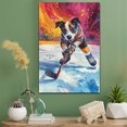 thumbnail image 2 of Portuguese Podengo Pequeno Dog Stretched Canvas Size 8x12 – Ice Hockey Theme Dog Art for Wall, Portuguese Podengo Pequeno Dog Playing Ice Hockey Wall Art, Dog Lover Canvas Decor, 2 of 5