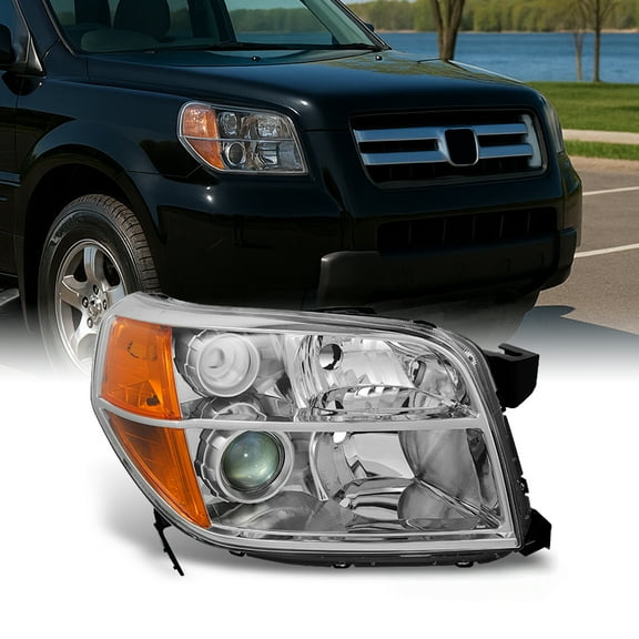 AKKON - For Honda Pilot Clear Chrome Passenger Right Side Front Projector Headlight Lamp Front Light Replacement